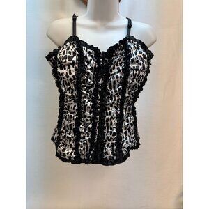 Womans Large Bustier Blk/white  Hook & Eye Front. New